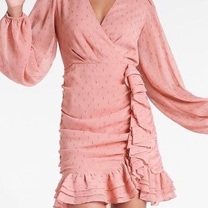 Express pink ruffle dress